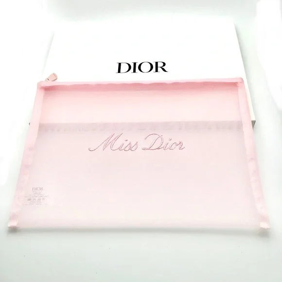 DIOR Bag Pink Miss Dior Large Mesh Pouch NEW with BOX - Picture 2 of 5